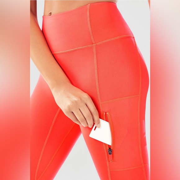 Fabletics Trinity Motion365® HW Utility Legging Women’s M Hot Orange Ankle Zip - Picture 12 of 14